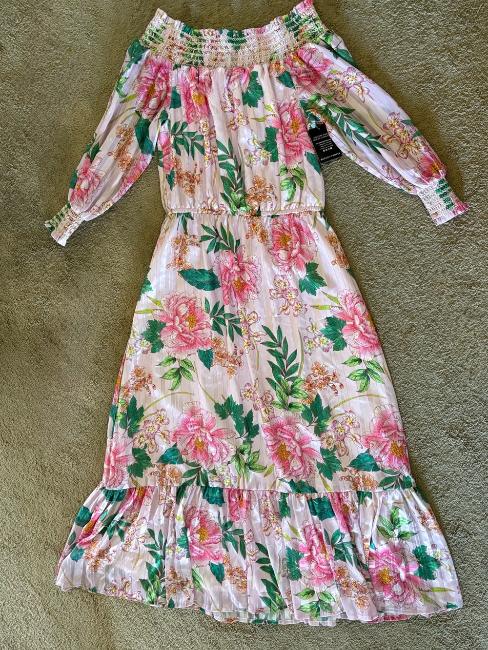 NWT Boston Proper Floral Blooms Off-Shoulder Floral Maxi Dress Size Large